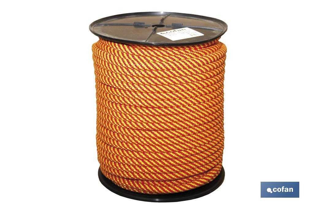 CUERDA HELICOIDAL 16MM 25 M. ROJO/AMAR. (PACK: 1 UDS)