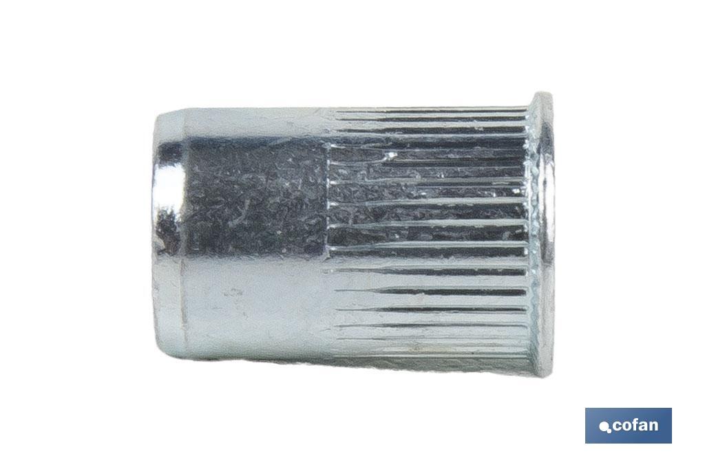 TUERCAS REMACHABLES RANURADAS CABEZA REDUCIDA ACERO M8 (PACK: 250 UDS)