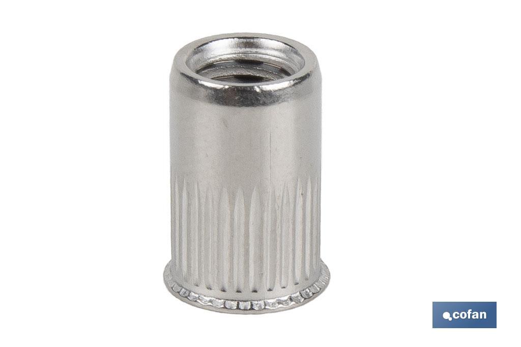 TUERCAS REMACHABLES RANURADAS CABEZA REDUCIDA INOX A-2 M5 (PACK: 500 UDS)