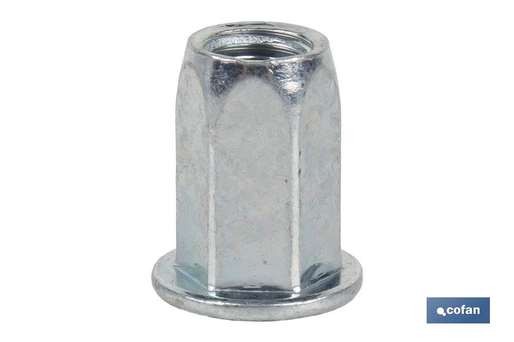 TUERCAS REMACHABLES HEXAGONAL ANCHAS ACERO M5 (PACK: 500 UDS)