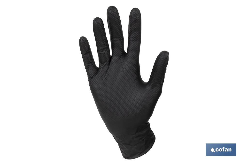 CAJA 100 UDS. GUANTES DE NITRILO NEGRO DIAMANTADO 8,5 G TALLA XL (PACK: 1 UDS)
