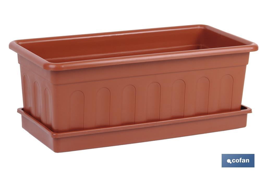 JARDINERA MARRON  MODELO AZAHAR 40 X 20 X 15.5 + PLATO 38 X 16.6 CM venta unitaria (PACK: 1 UDS)