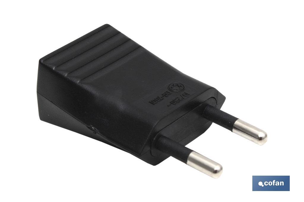 CLAVIJA BIPOLAR NEGRO (10A-250V) (PACK: 1 UDS) CLAVIJA BIPOLAR NEGRO (10A-250V) (PACK: 1 UDS)