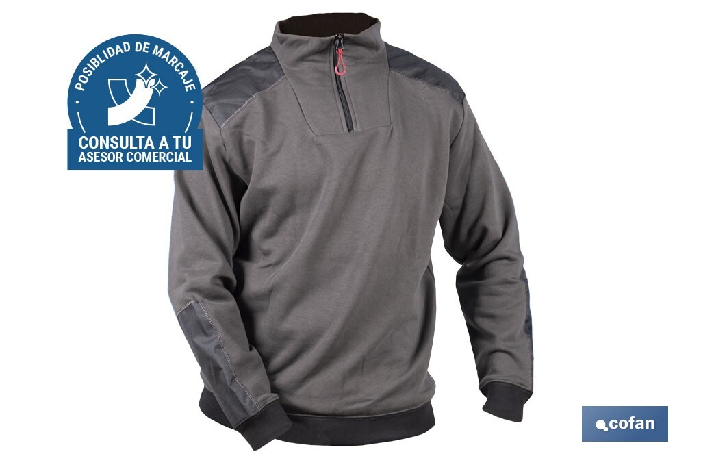 SUDADERA CUELLO CREMALLERA 280gms/m GRIS-NEGRO T-S