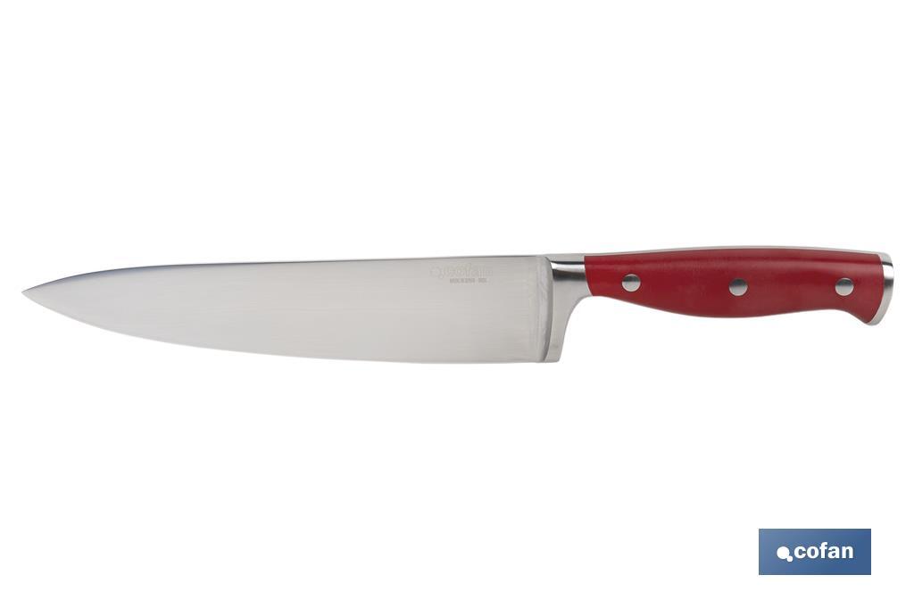 CUCHILLO COCINA HOJA 20cm  MODELO AGUACEJO ROJO