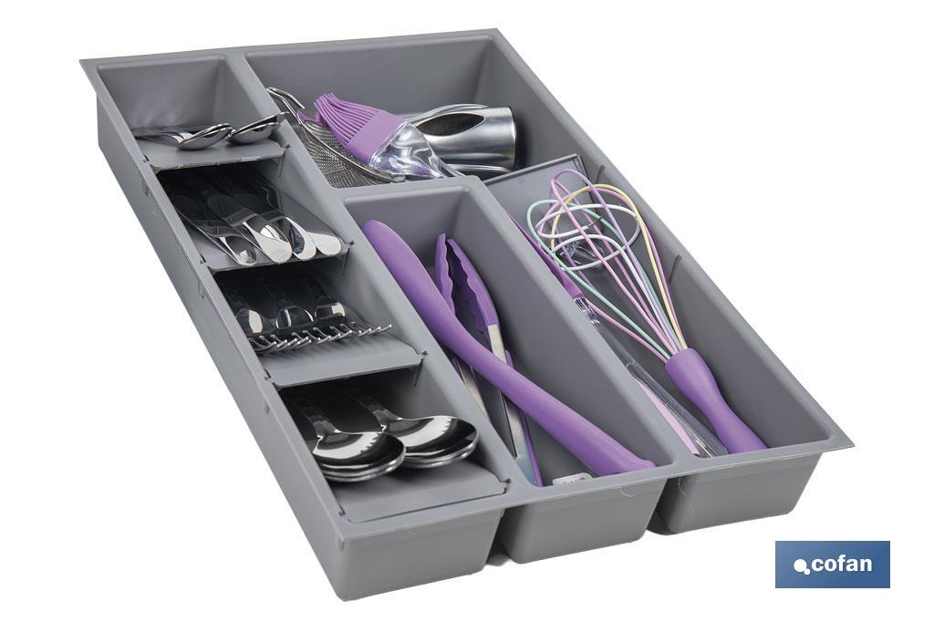 ORGANIZADOR PARA CAJON CON SEPARADORES COLOR GRIS 30 X 45 X 6.5 CM (PACK: 1 UDS)