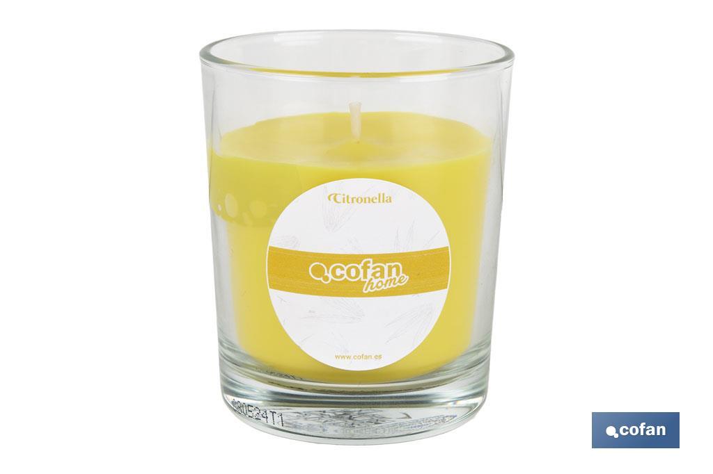 VELA AROMÁTICA DE CITRONELA EN VASO TRANSPARENTE 120 G