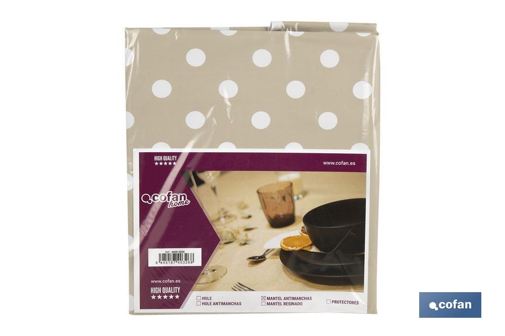 MANTEL ANTIMANCHA LUNARES BEIGE 1,40 X 3,00