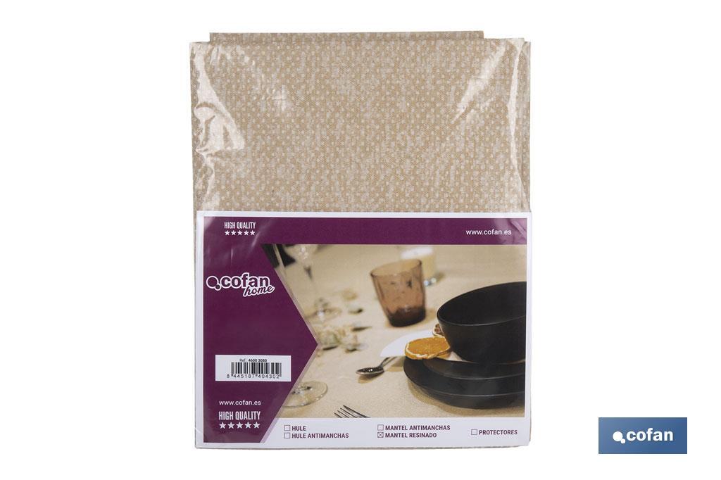 MANTEL ANTIMANCHAS RESINADO TEXTURA BEIGE  1,40 X 3,00M