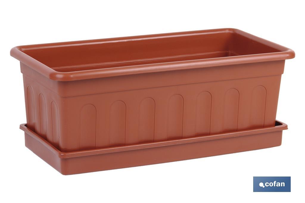 JARDINERA MARRON MODELO AZAHAR 60X22X15+PLATO 60X22CM (PACK: 12 UDS)