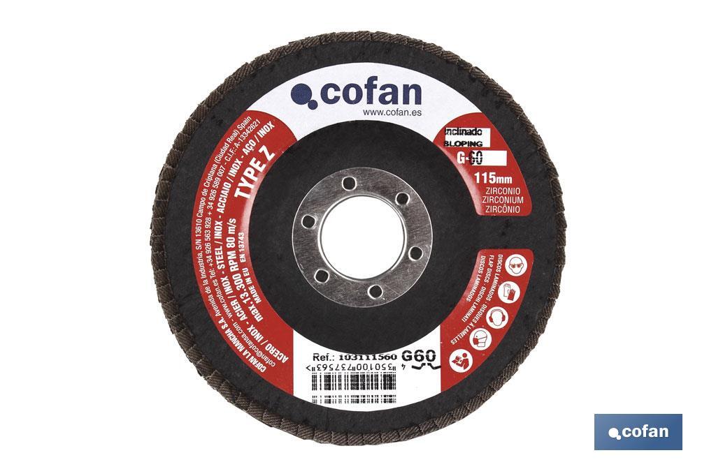 DISCO LAMINADO ESTANDAR INCLINADO 115 MM. G-80 ZIRCONIO venta unitaria (PACK: 1 UDS)