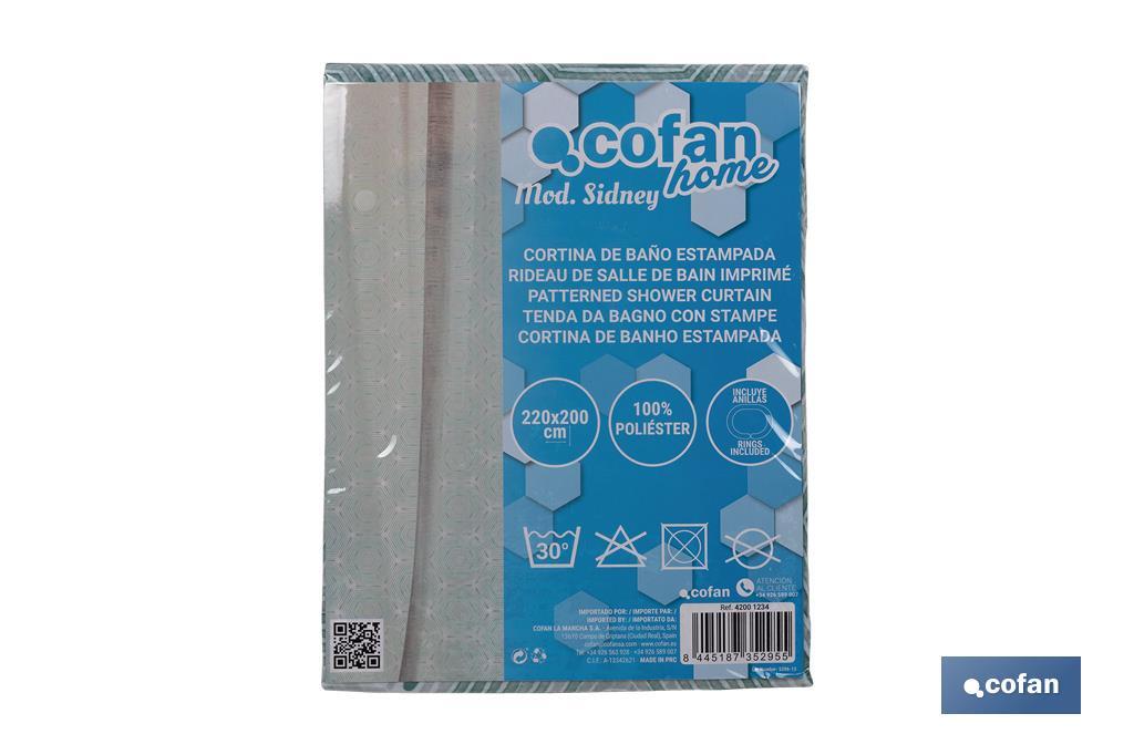 CORTINA DE BAÑO SIDNEY POLIESTER 220X200 (PACK: 1 UDS)