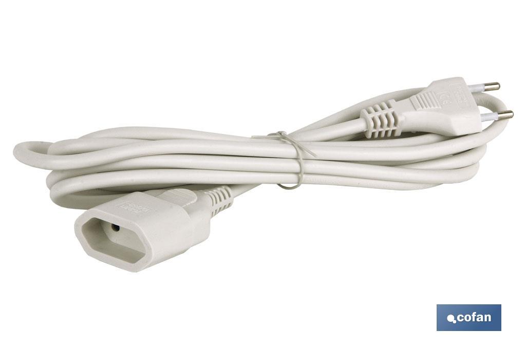 PROLONGADOR BIPOLAR 10A250V ESPIGAØ4 CABLE 5M BLANCO (PACK: 1 UDS)