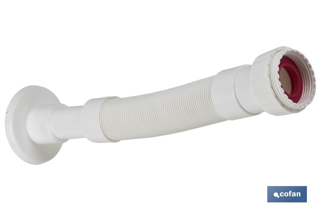 Tubo Flexible 1 1/2 con reductor 1 1/4 | Color Blanco | Medidas 330-690 mm | Para válvulas de lavabo-bidé o fregadero.